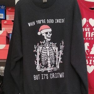 Gildan Black Christmas Skeleton Hoodie